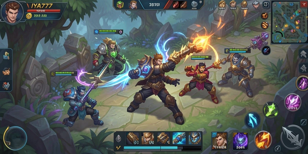 Tampilan epik layar gameplay MOBA IYA777.