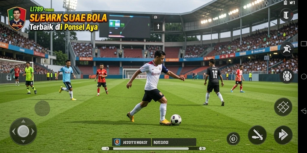 Screenshot utama LI789 menunjukkan aksi pertandingan sepak bola yang seru dan realistis.