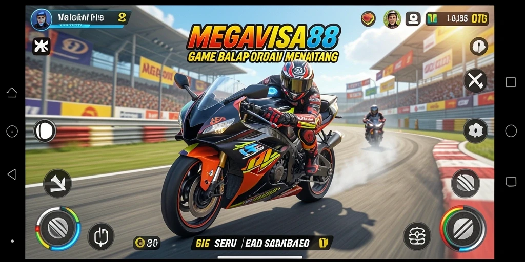Gameplay seru balap motor di lintasan menantang.