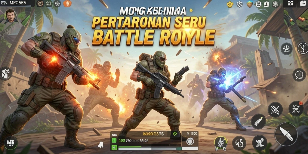 Tangkapan layar MPO555 menunjukkan aksi mendebarkan dari permainan Battle Royale.
