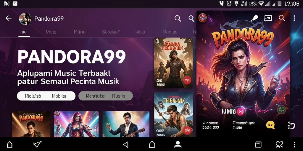 Tampilan screenshot gameplay aplikasi musik PANDORA99 yang menarik.