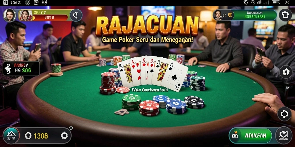 Gameplay menarik di RAJACUAN menunjukkan aksi Poker yang mendebarkan.