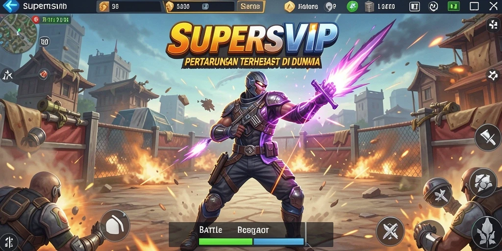 Tampilan gameplay menegangkan dari game Battle Royale SUPERSVIP.